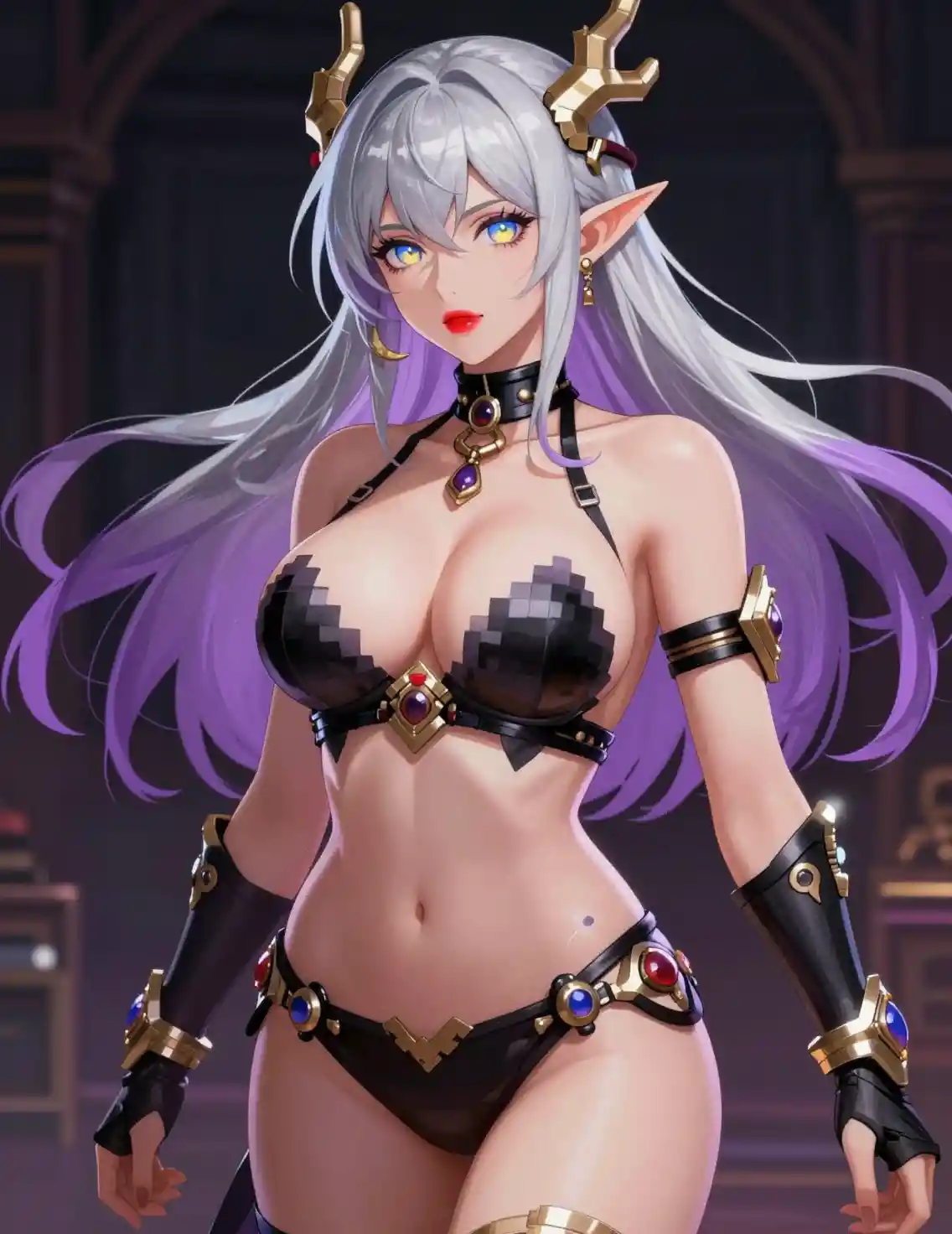 Fantasy dragon warrior woman with silver lilac hair