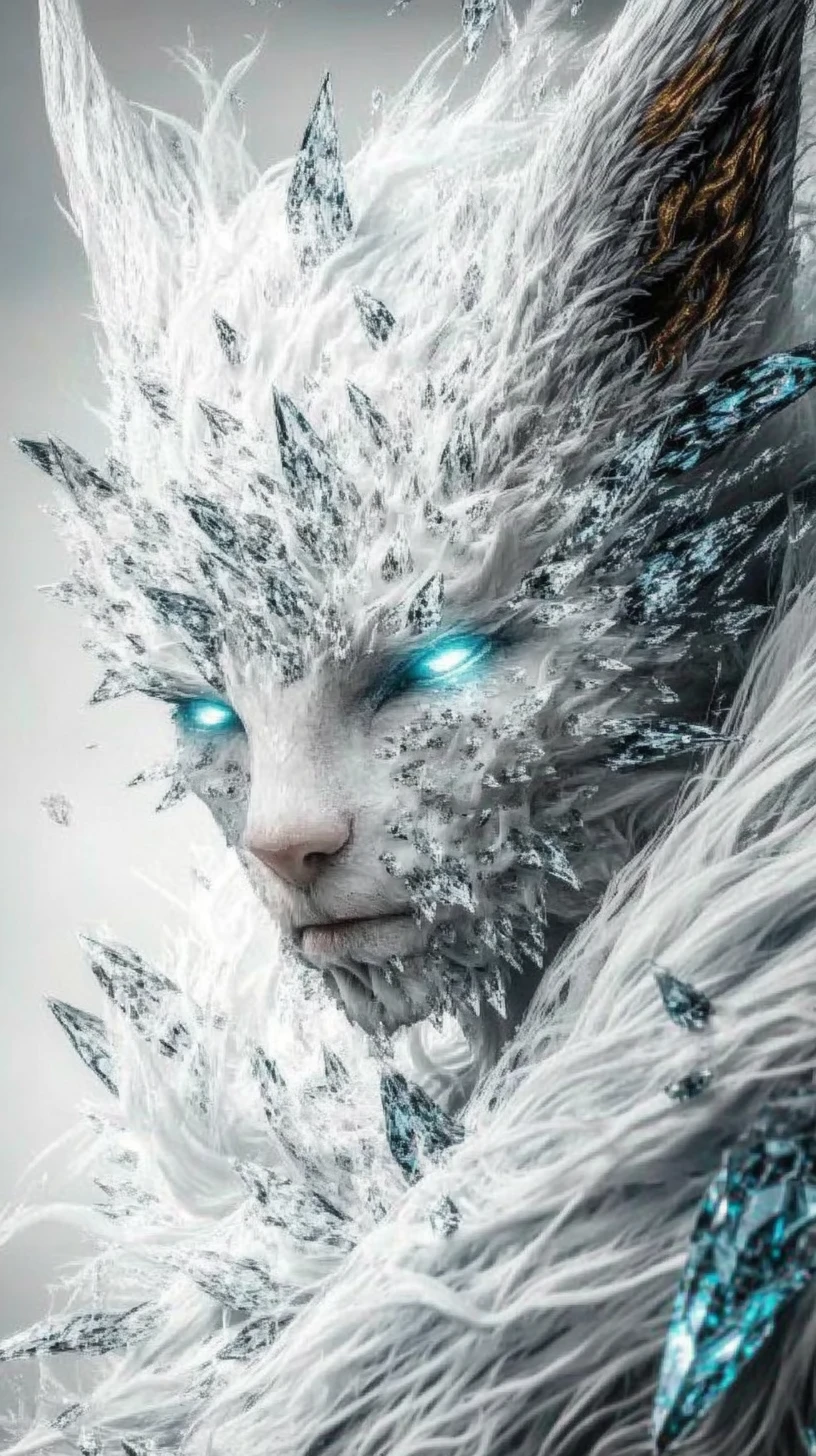 Ethereal fantasy creature with glowing crystalline fur