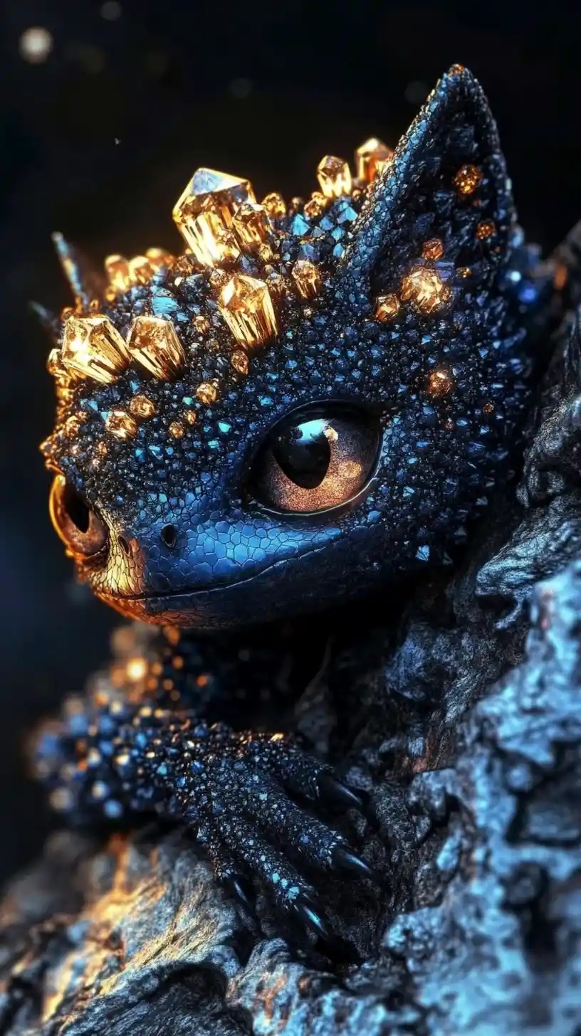Soft fantasy creature with glowing crystalline fur