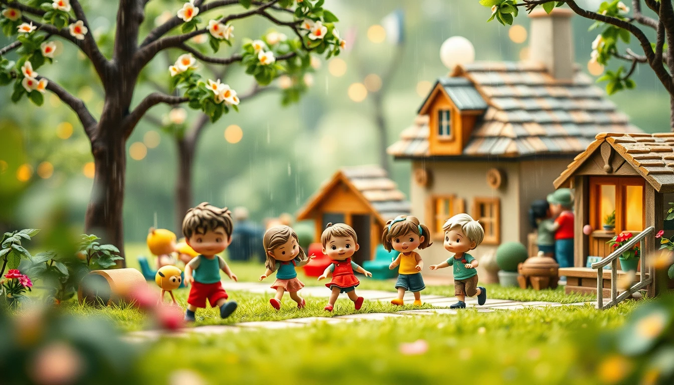 Joyful children playing together in a colorful outdoor playground