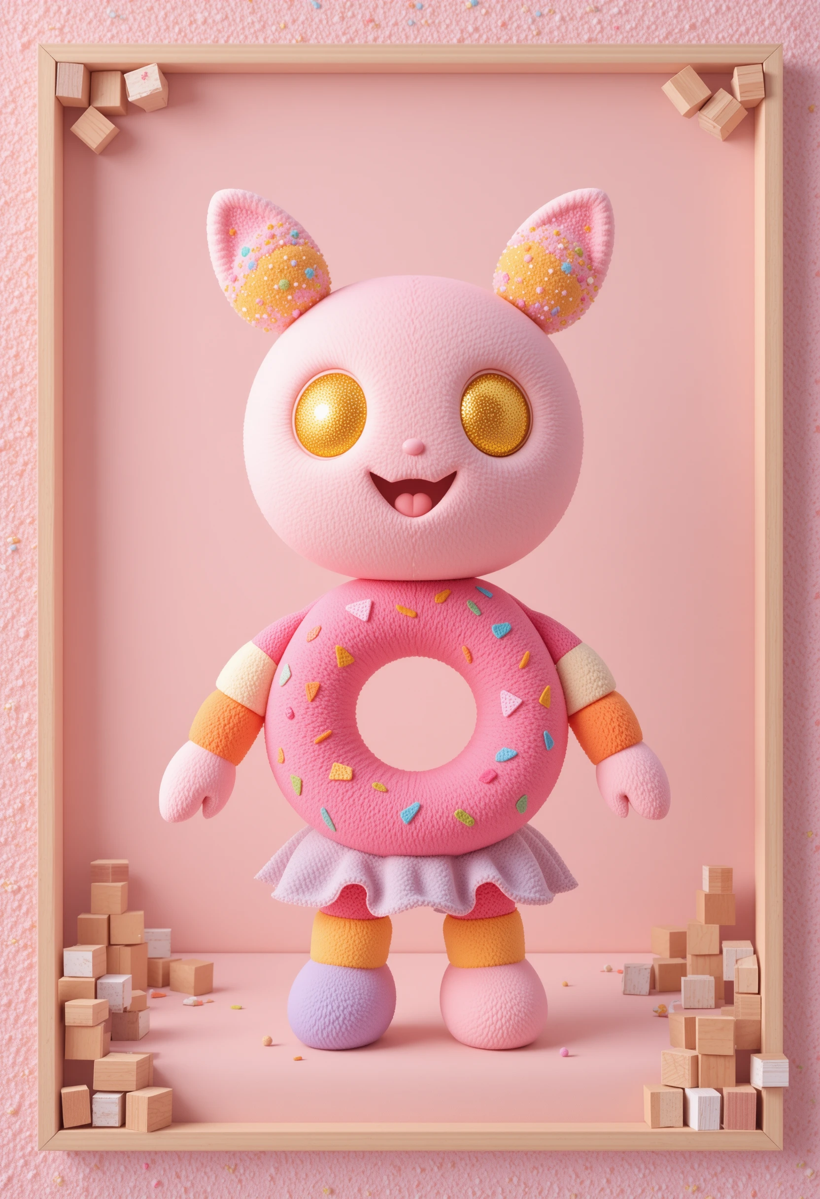 Cute donut plush character with pastel sprinkle details