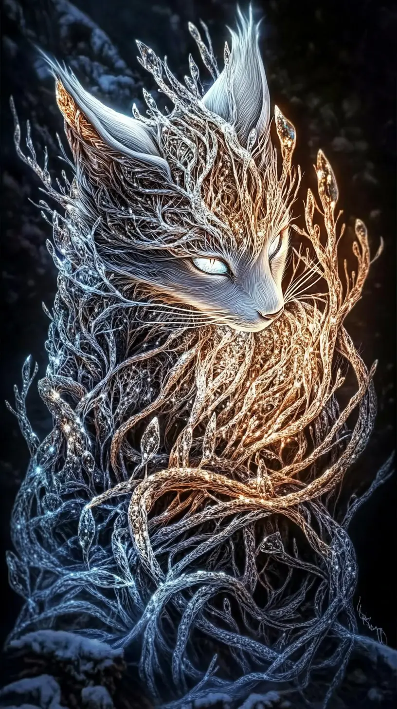 Ethereal white creature with glowing crystalline fur