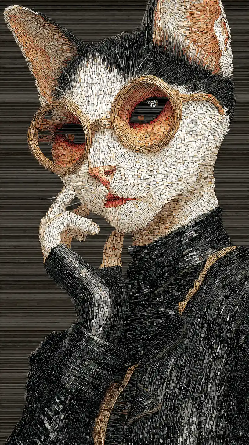 Gata artista antropomórfica con pose de baile juguetona