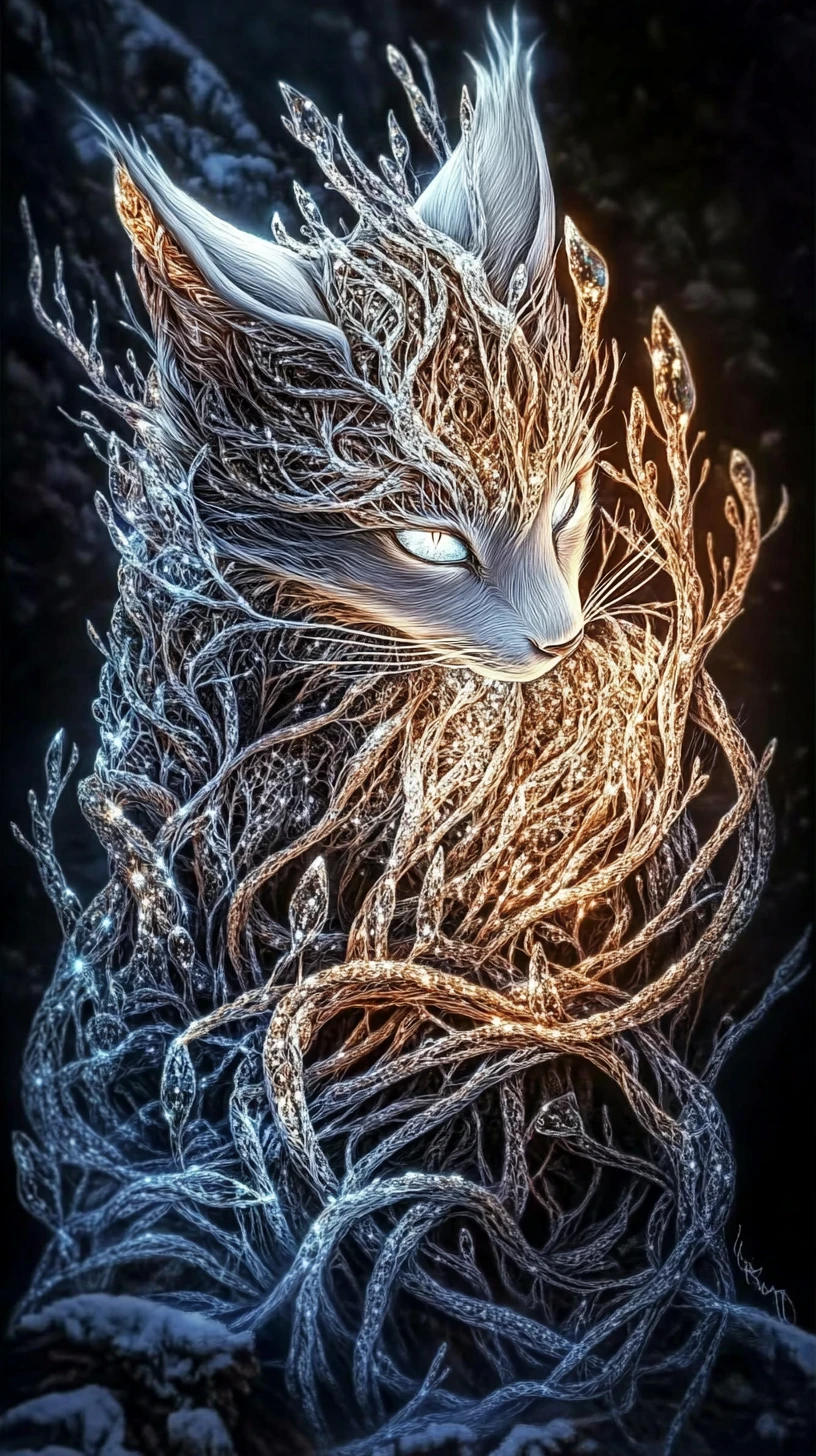 Ethereal white creature with glowing crystalline fur