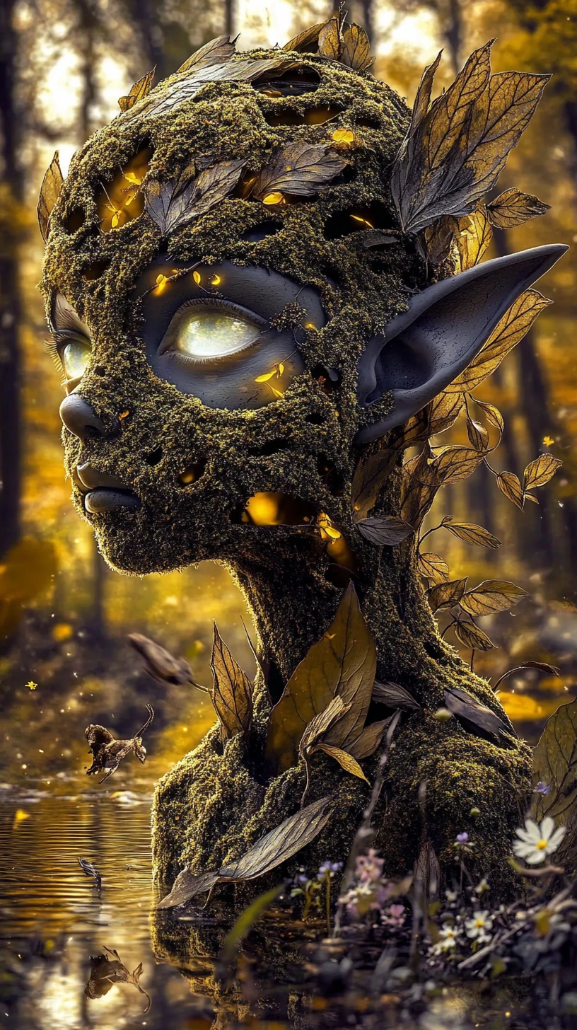 Mystical Forest Sprite With Mossy Fur In Earthy Woodland