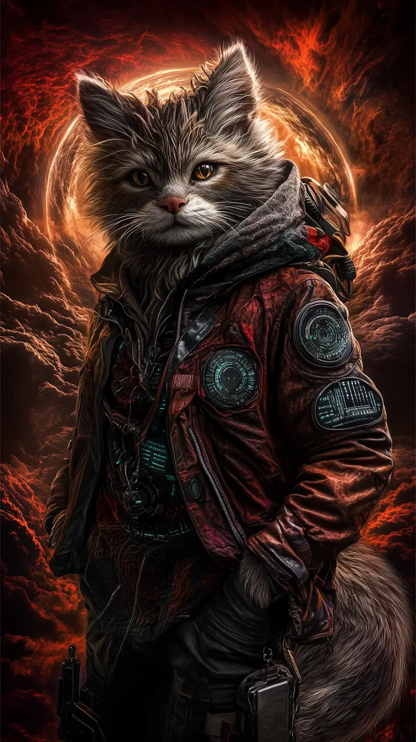 Whimsical Cyberpunk Creature Portrait With Warm Gentle Smile