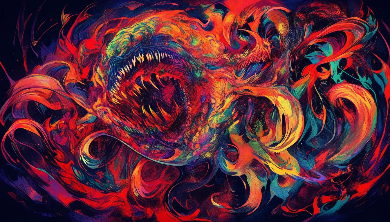 Surreal fae ballerina with monstrous stomach mouth