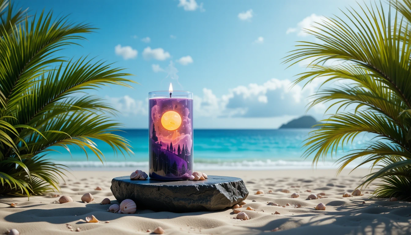 Surreal candle revealing a cosmic landscape within