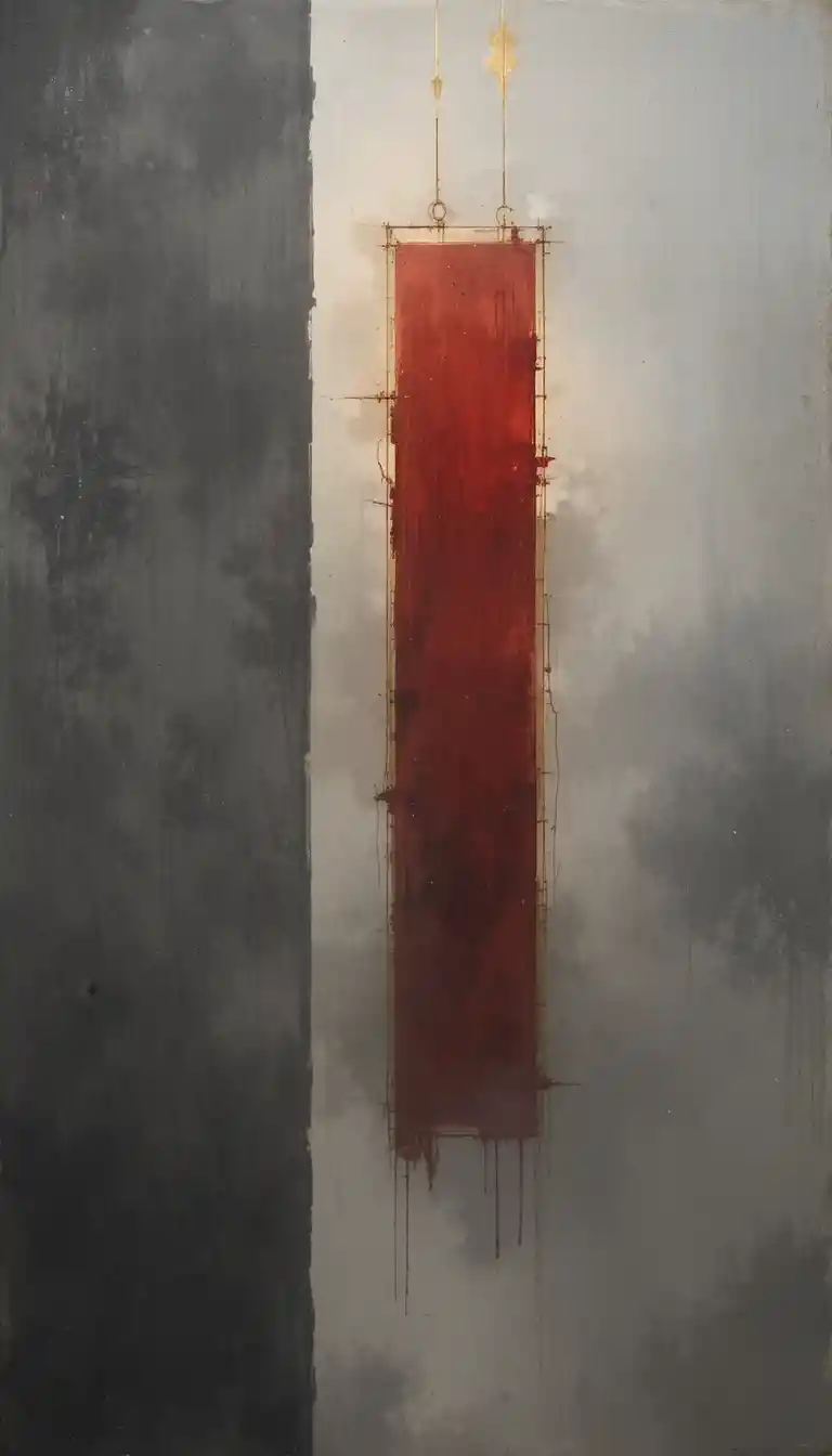 Minimalistische digitale Wölfe vor nebligem abstraktem Hintergrund