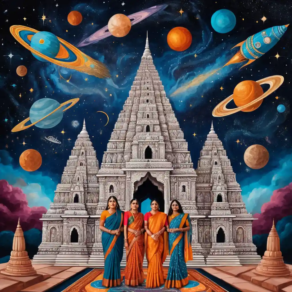 Astronauts In Sarees Exploring A Mythic Cosmic Mural