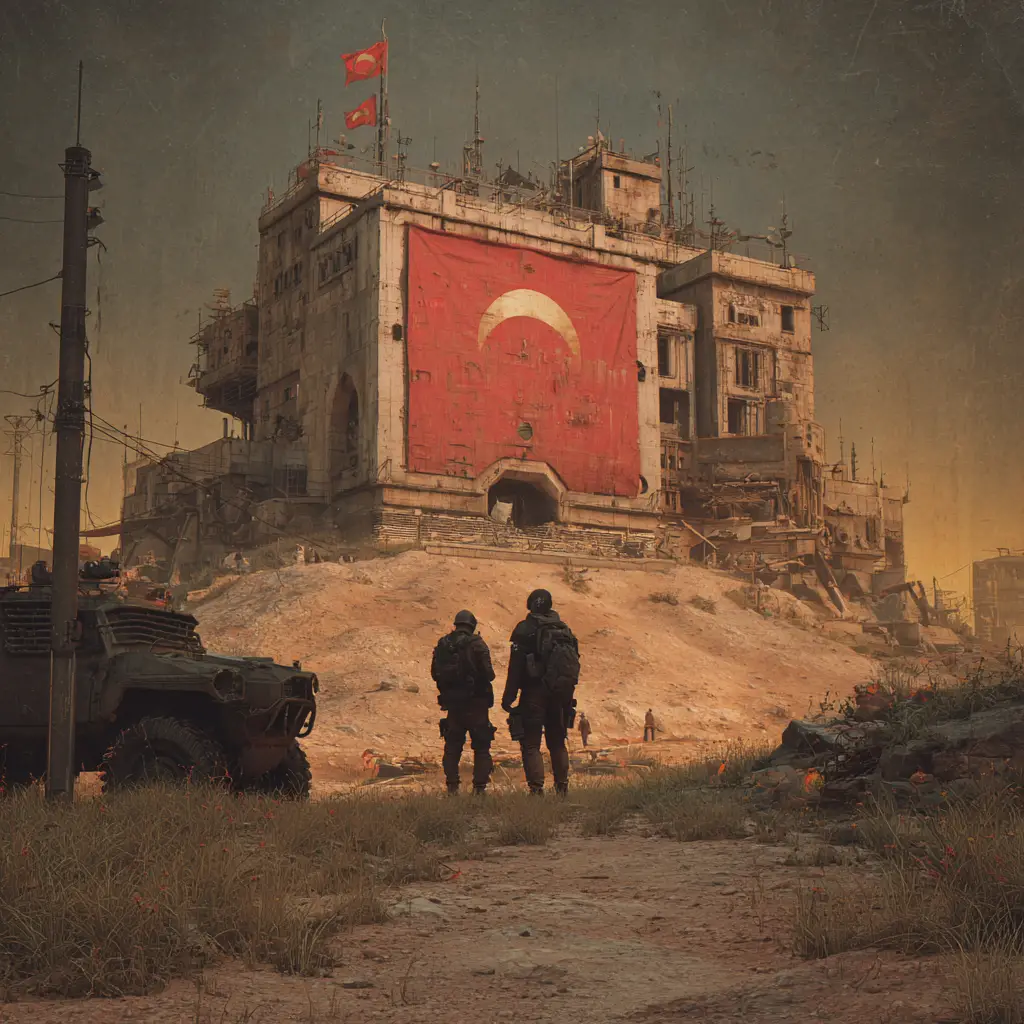Futuristic dark square architecture in a distant outpost