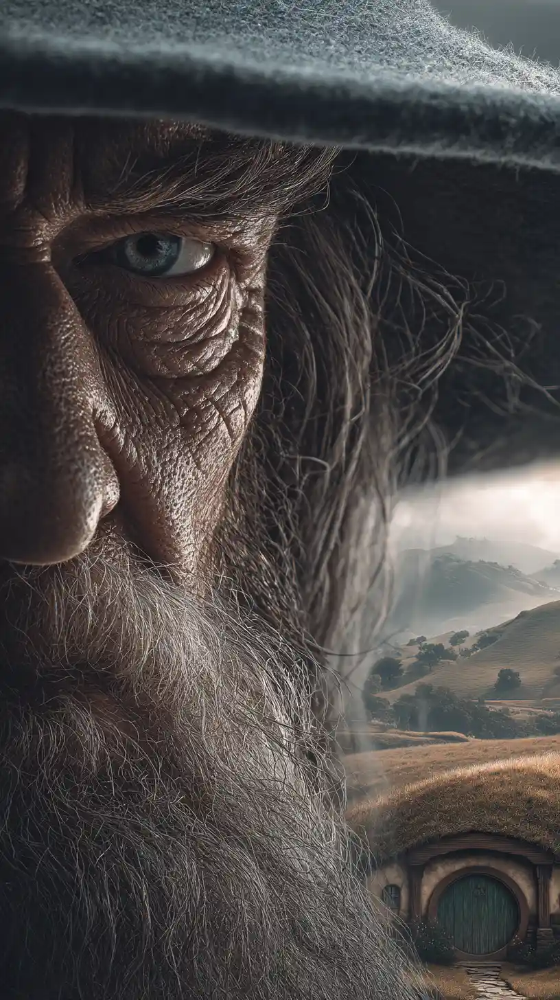 Close up portrait of an old wizard with white beard