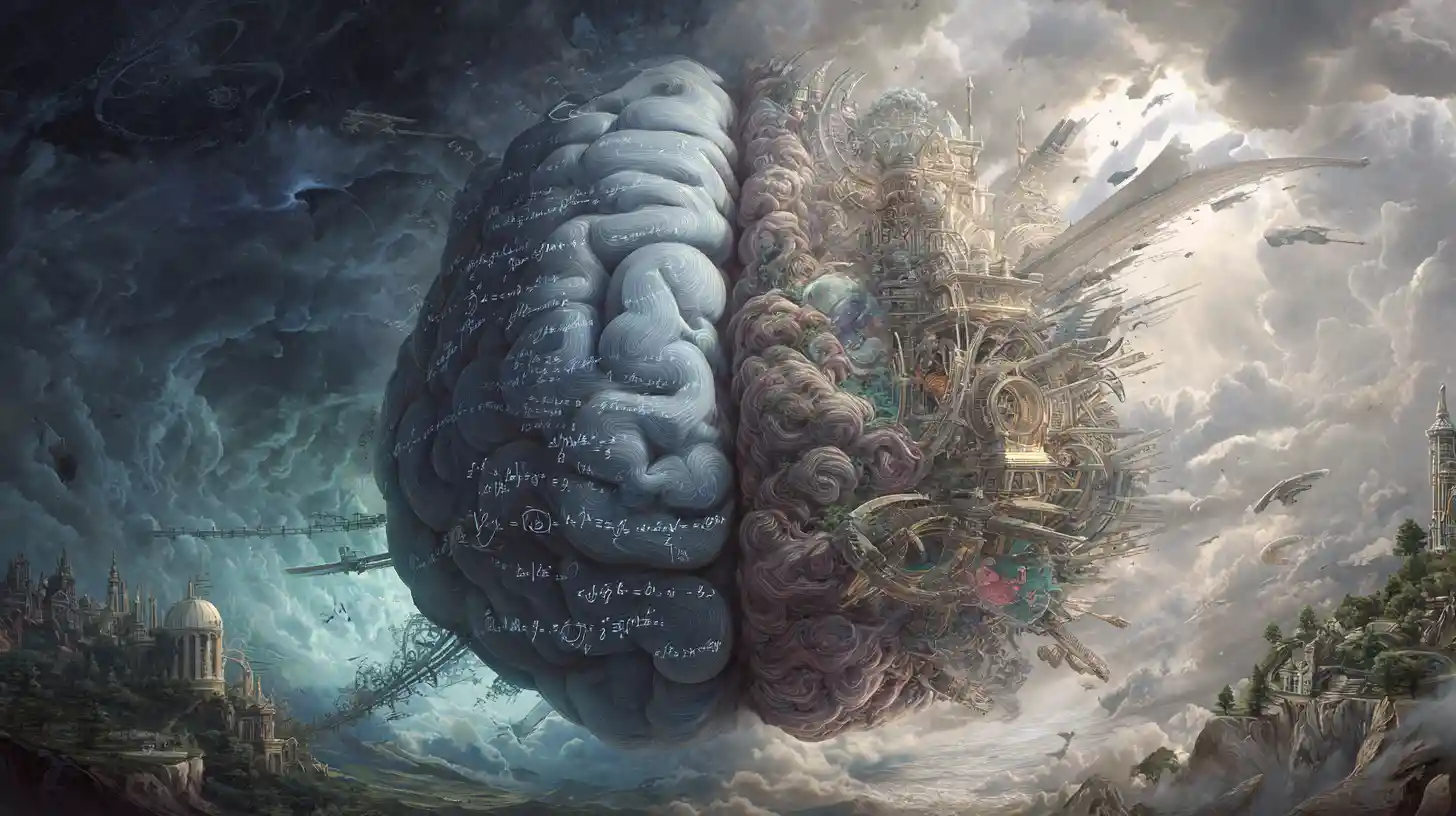 Fantasie-Gehirnhälften, in denen sich Wissenschaft und Kreativität vereinen