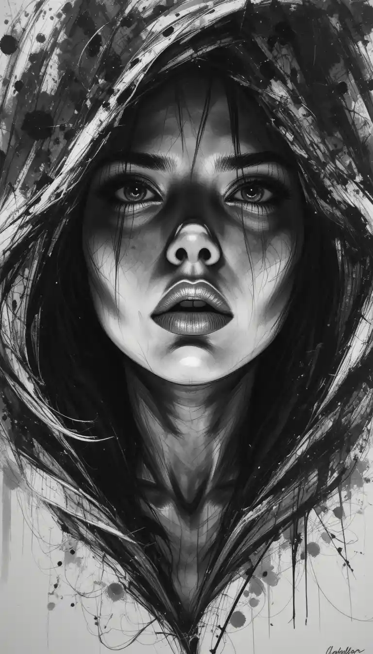 Donna che emerge dalle ombre in un intenso ritratto noir