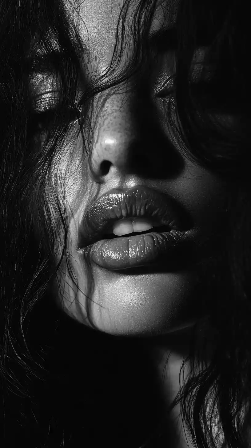 Black and white portrait of a mysterious latina woman