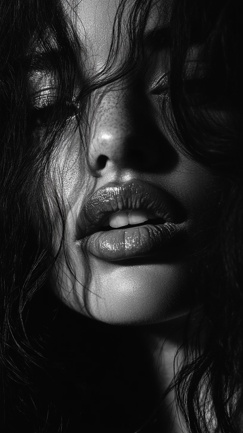 Black and white portrait of a mysterious latina woman