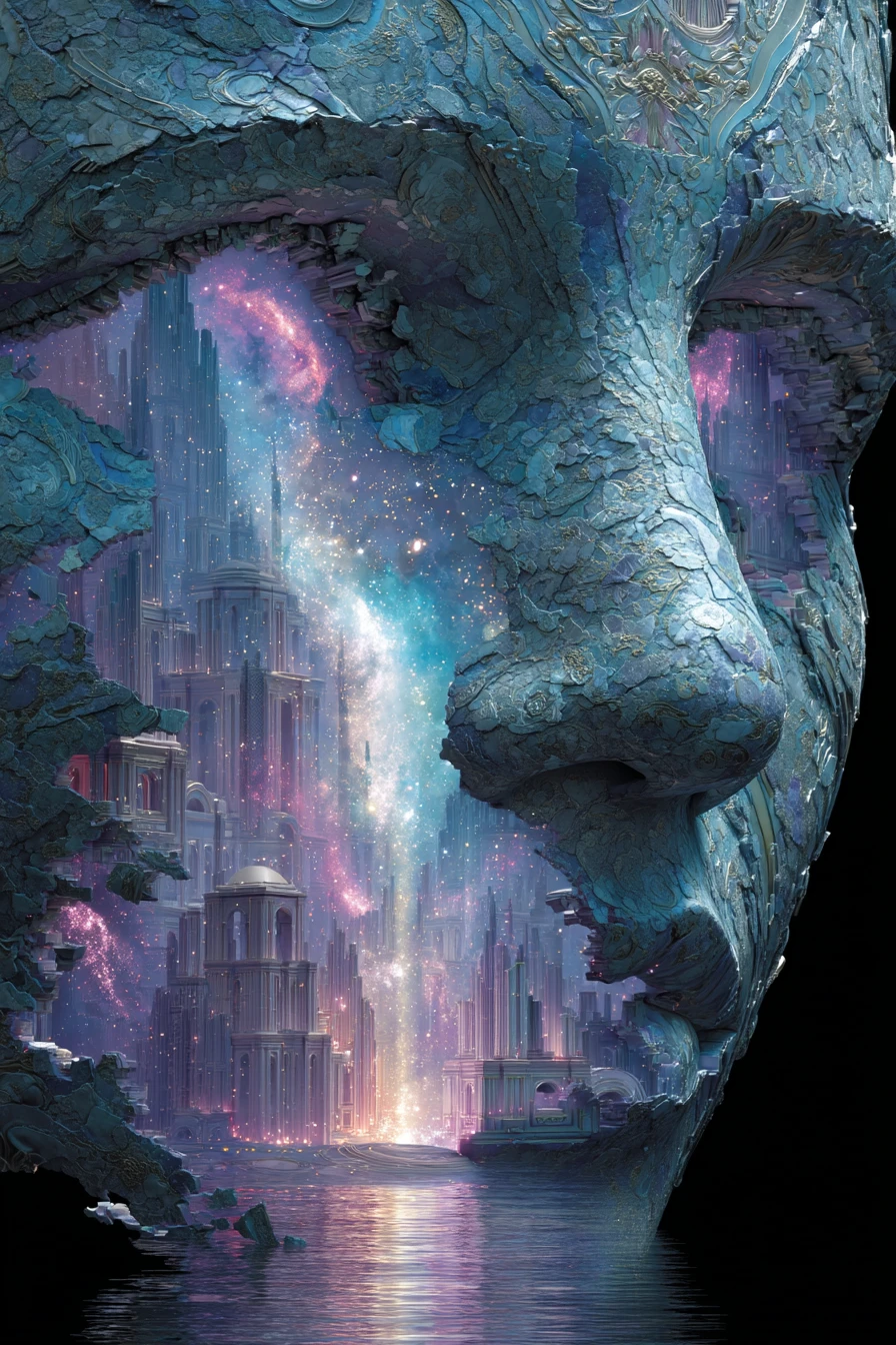 Cosmic ceremonial mask revealing luminous inner galaxies