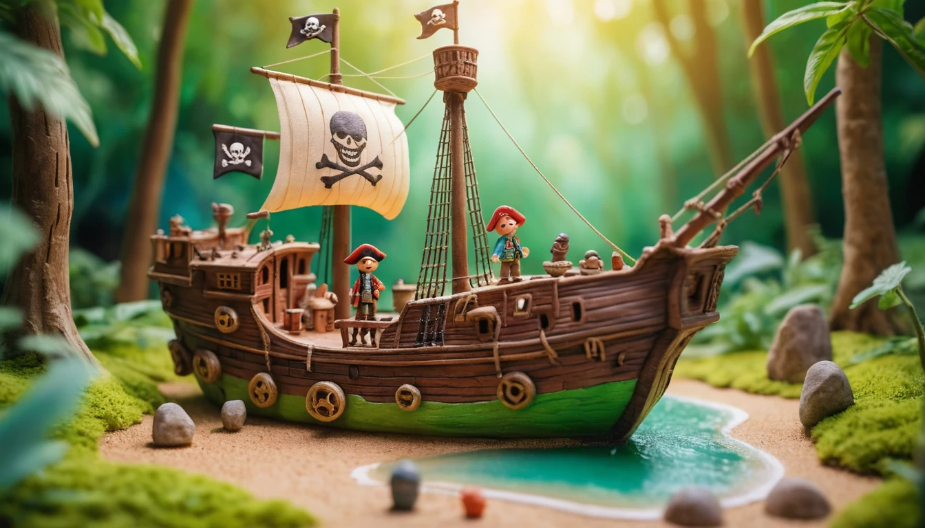 Joyful children on forest summer vacation in 3D illustration