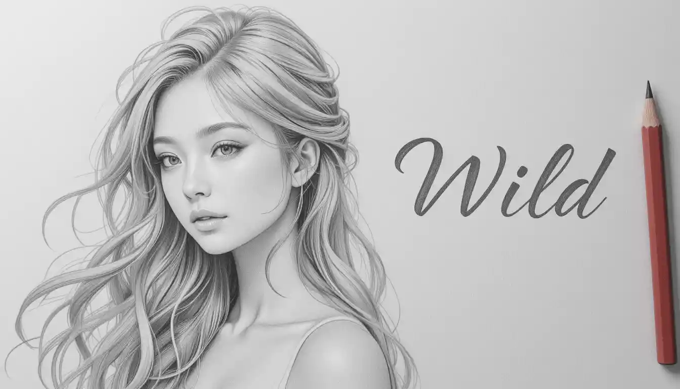 Ethereal anime girl pencil portrait on textured paper