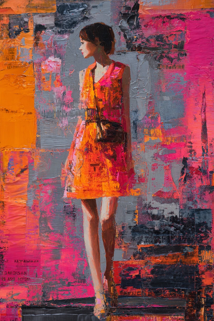Passionate woman with a heart of swirling vivid colors