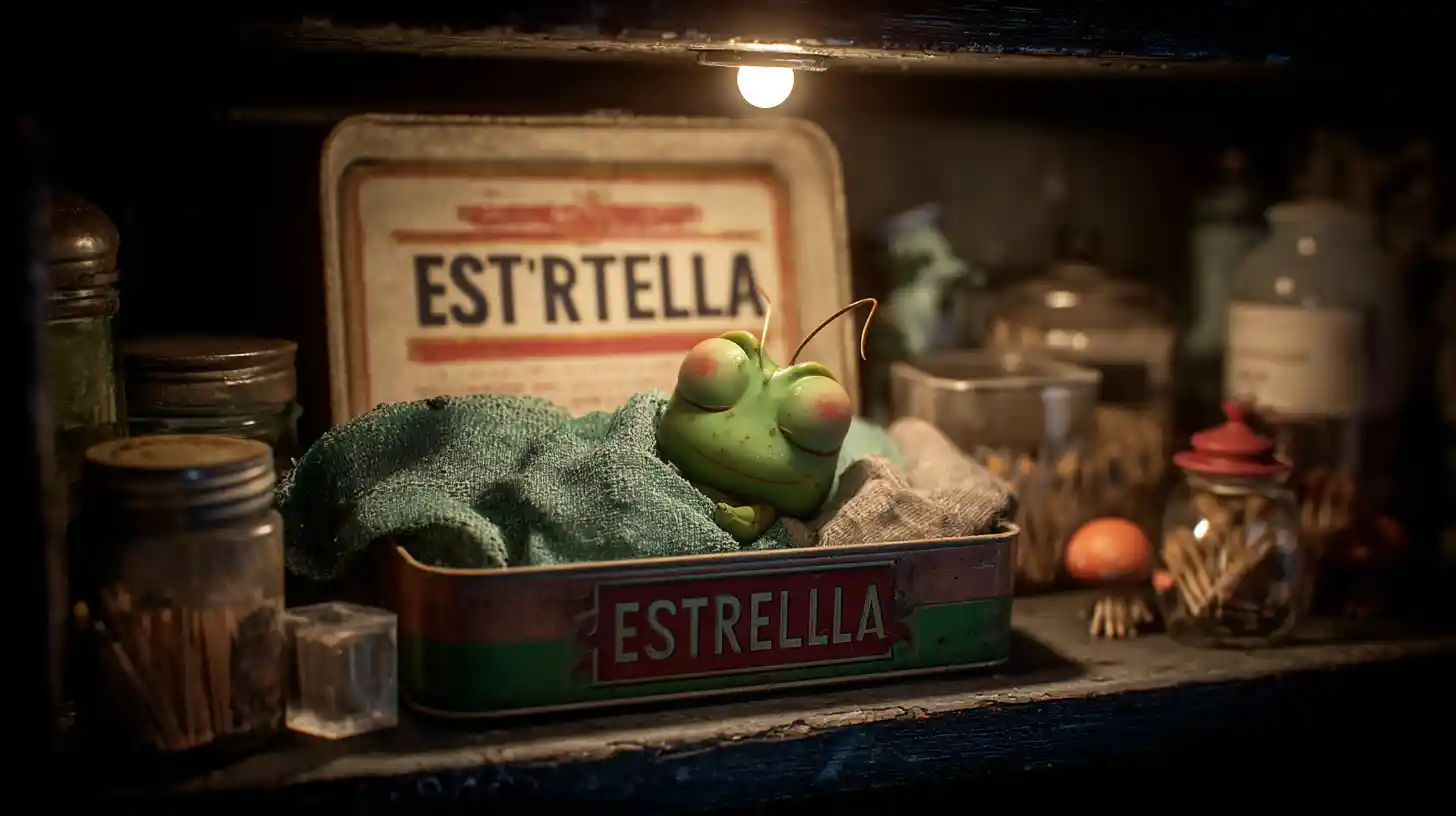 Cricket Sleeping In Matchbox On Shelf Under Soft Light