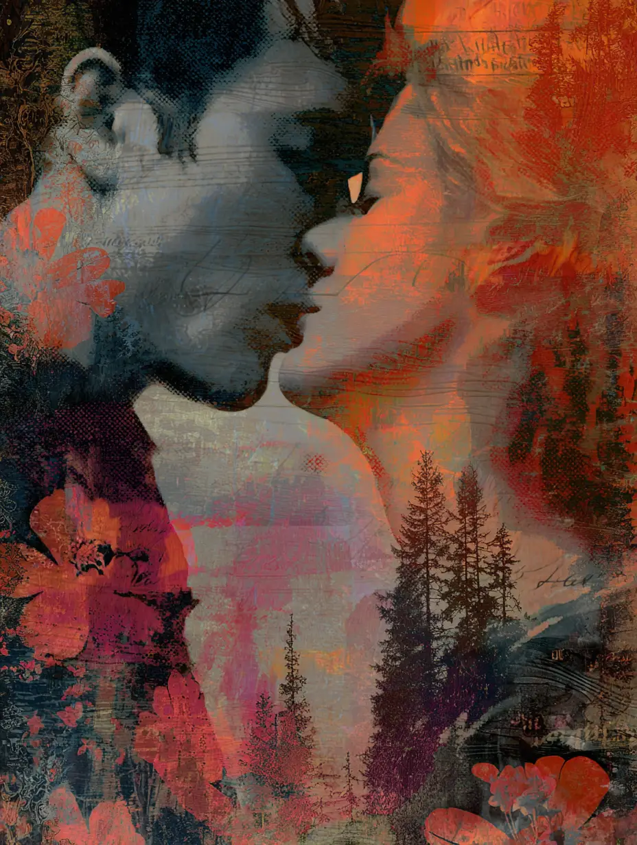 Surreal abstract heartscape glowing in warm indigo hues