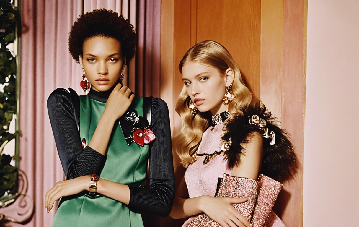 Donna di moda drammatica che posa in una scena di campagna all’aperto