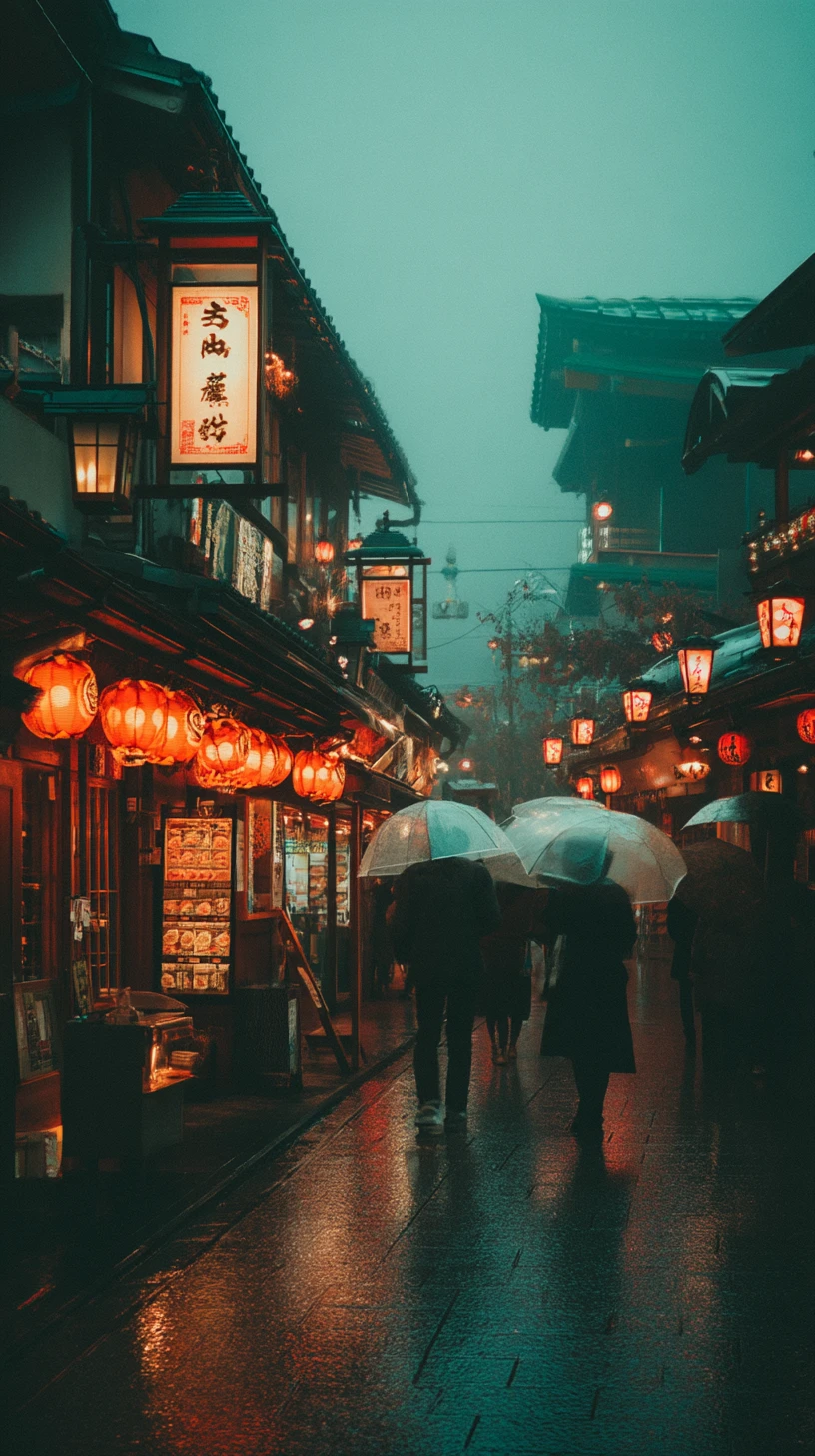 Strada futuristica e nebbiosa vicino al Sensoji ad Asakusa, Tokyo
