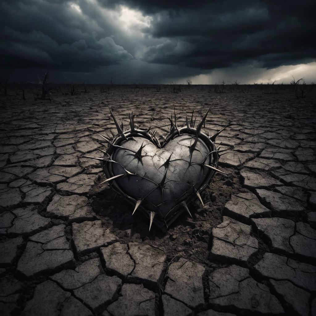 Heart Wrapped In Thorns Lit By Single Heavenly Beam
