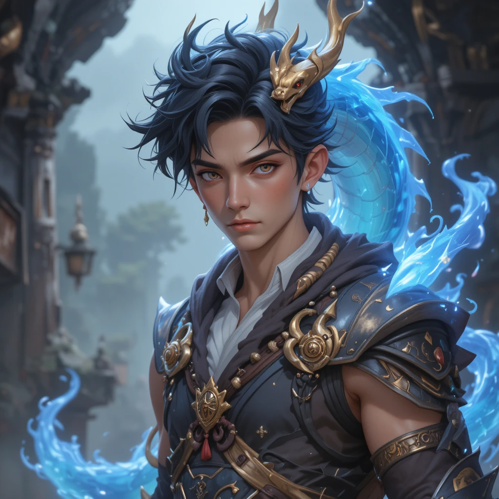 Young dragon son in a mystical fantasy world