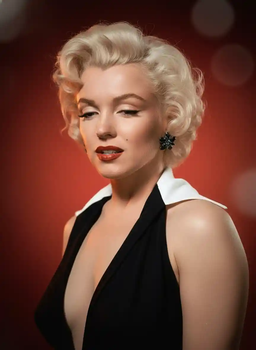 Cinematic studio portrait of a woman in thoughtful profile