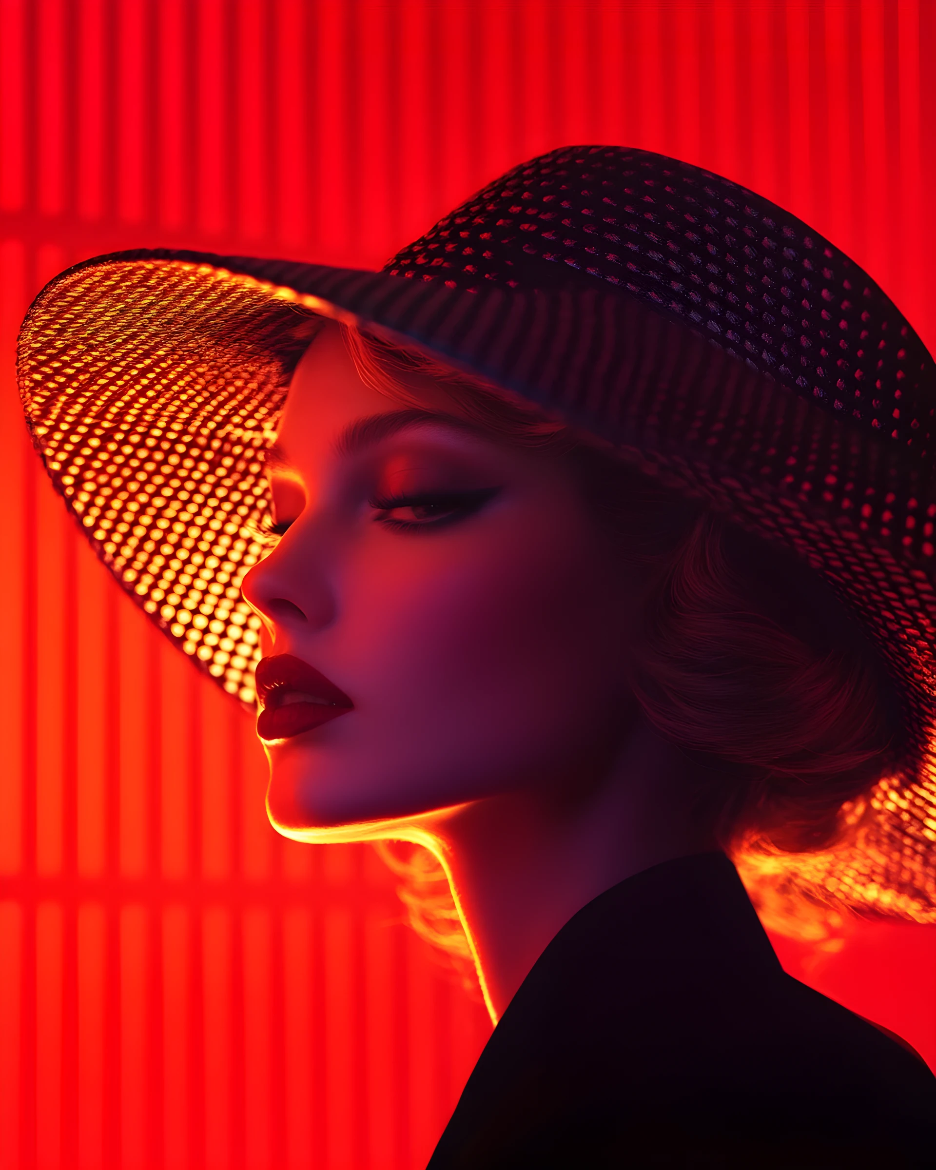 Retrato de mujer de moda moderna con iluminación audaz y dramática