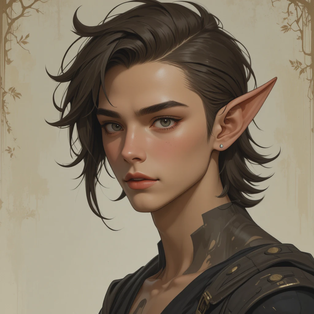 Young vampire man with golden eyes and elf ears