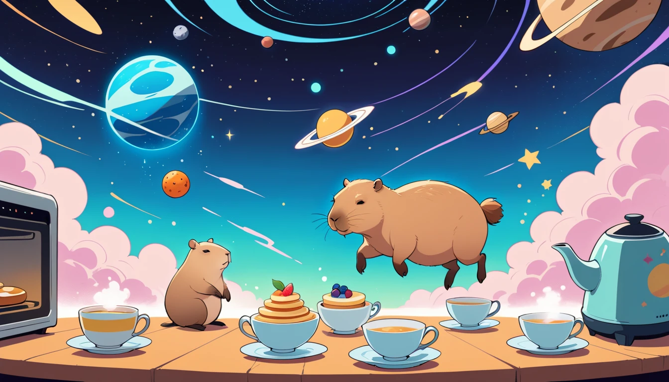 Capybara Making Breakfast In A Warm Sunlit Kitchen
