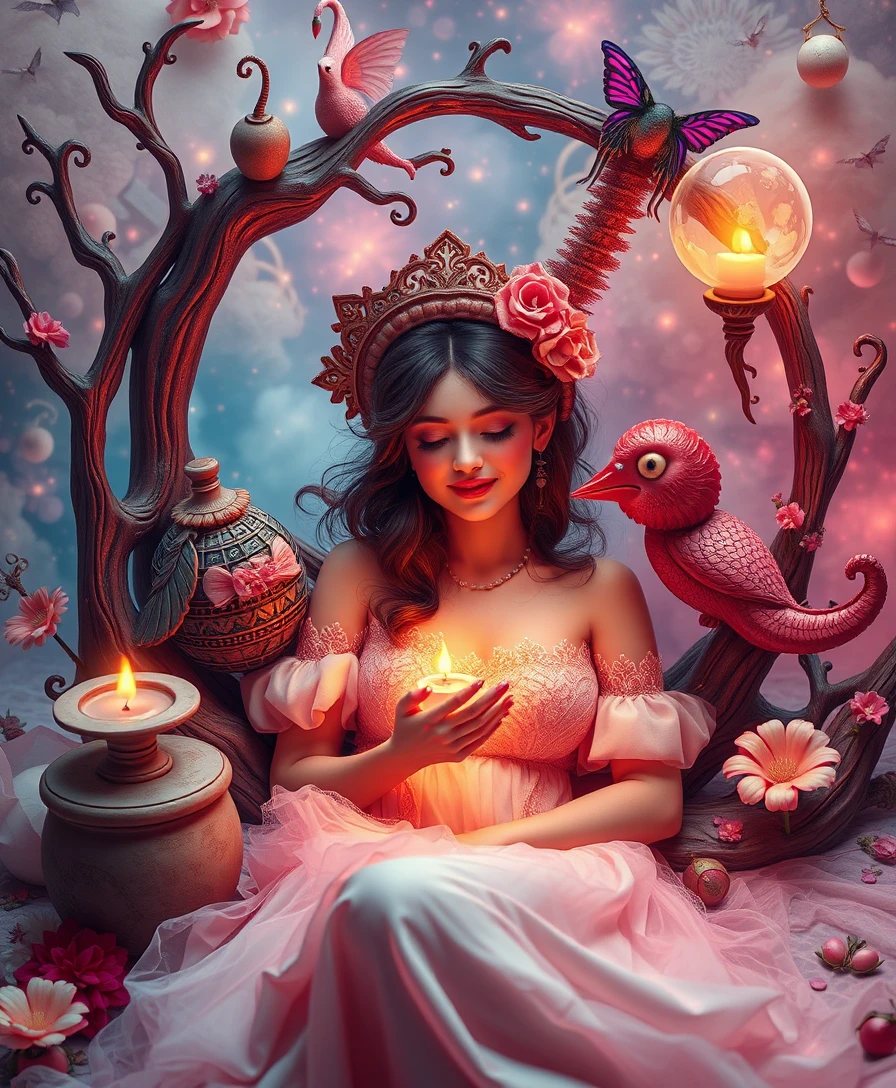 Whimsical dreamlike popsurreal fantasy scene with humor