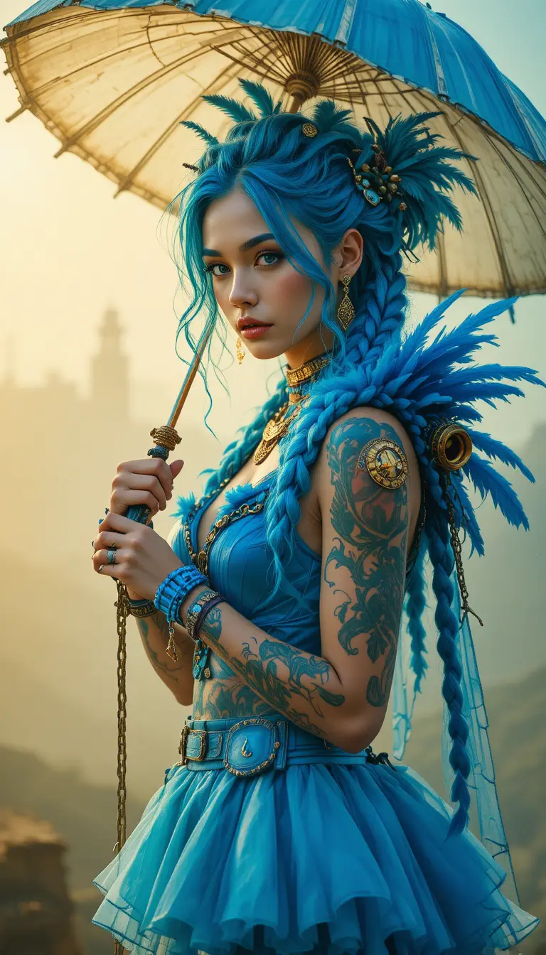 Jeune femme punk dans un cliché street style incliné et spontané