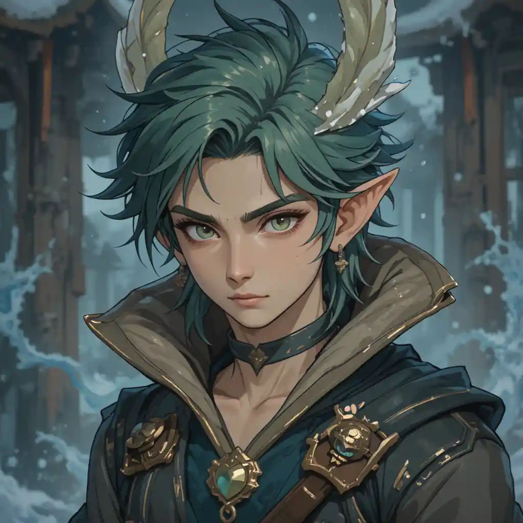 Young eliatrope boy in a magical Wakfu universe