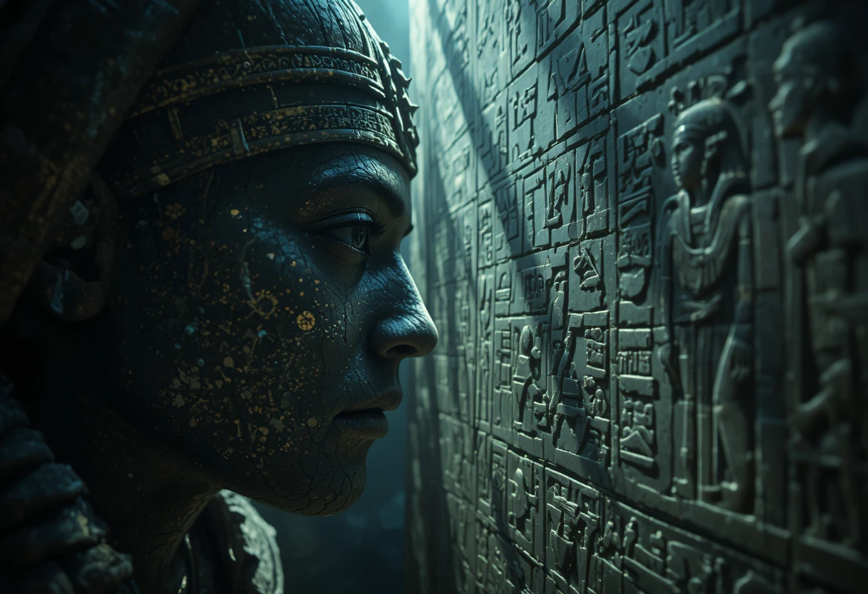 Diver Face To Face With Ancient Egyptian Sarcophagus