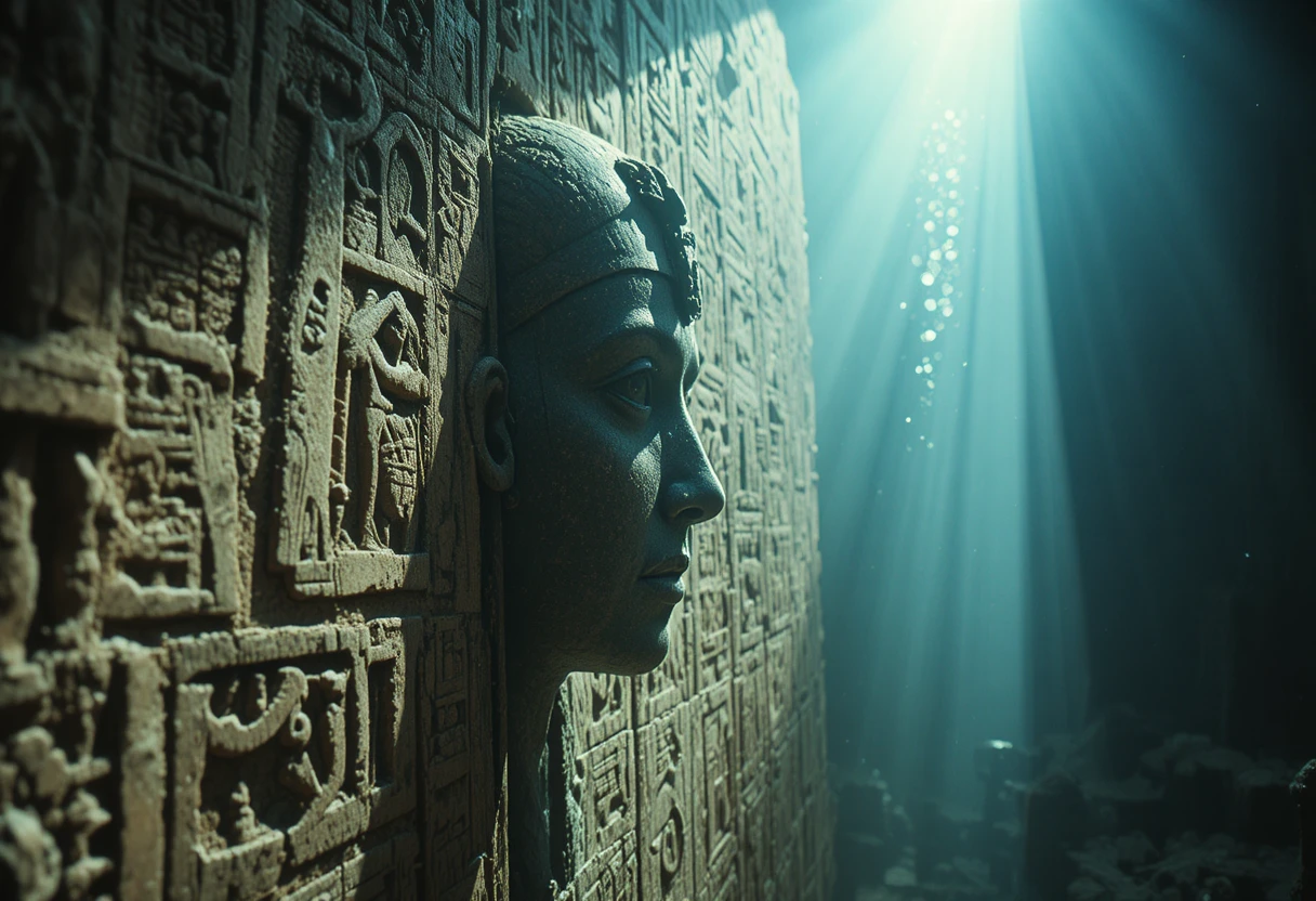 Diver Face To Face With Ancient Egyptian Sarcophagus
