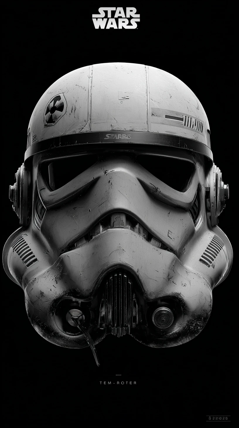 Minimalistisches Schwarz-Weiß-Poster mit Raumjäger-Helm