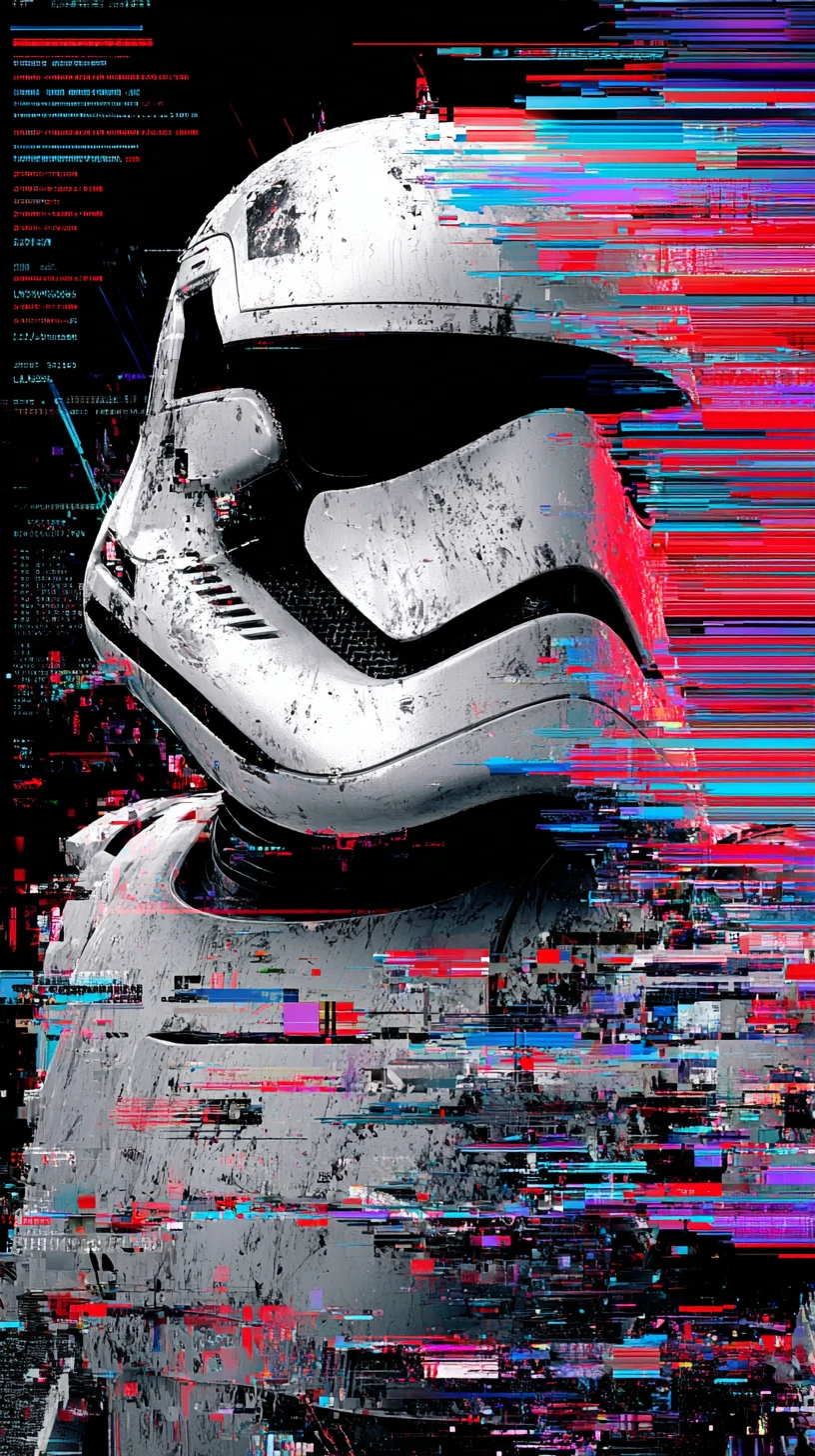 Minimalist black and white spaceship poster with trooper helmet