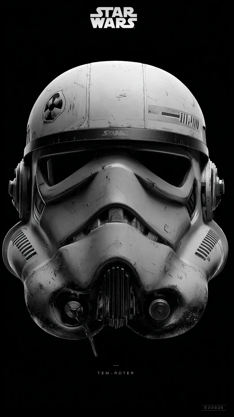 Minimalistisches Schwarz-Weiß-Poster mit Raumjäger-Helm
