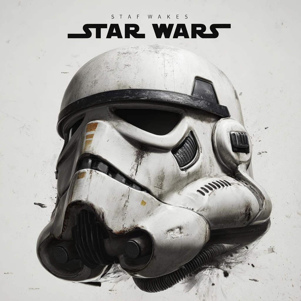 Minimalist black and white poster with X wing spaceship