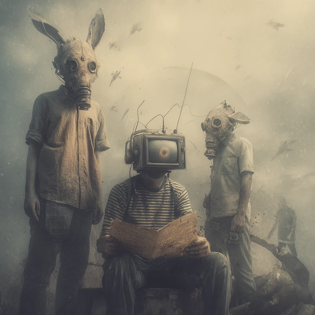 Surreal scene built around a strange enigmatic phrase