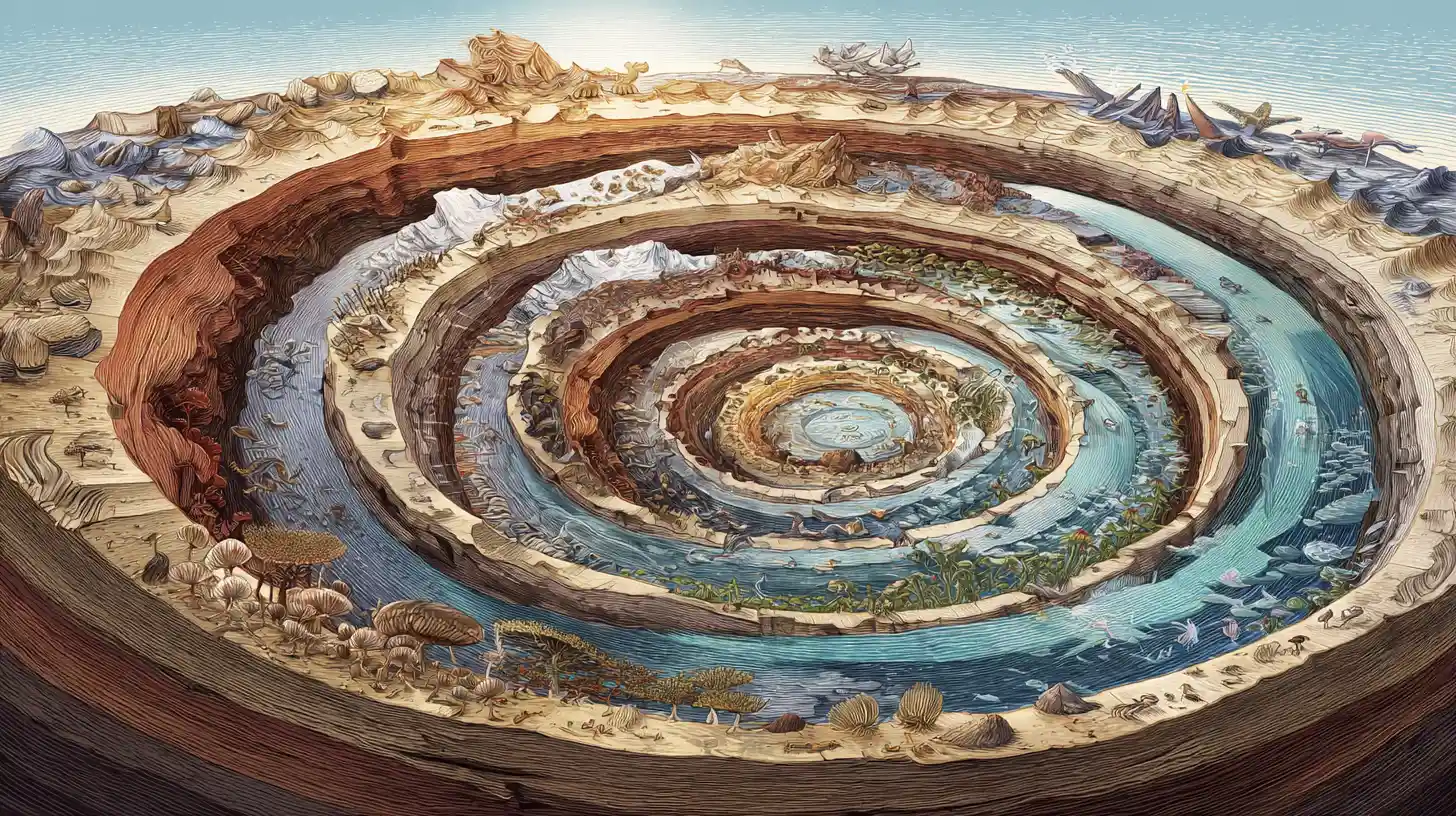 Spiral diagram of geologic time and earths evolving life