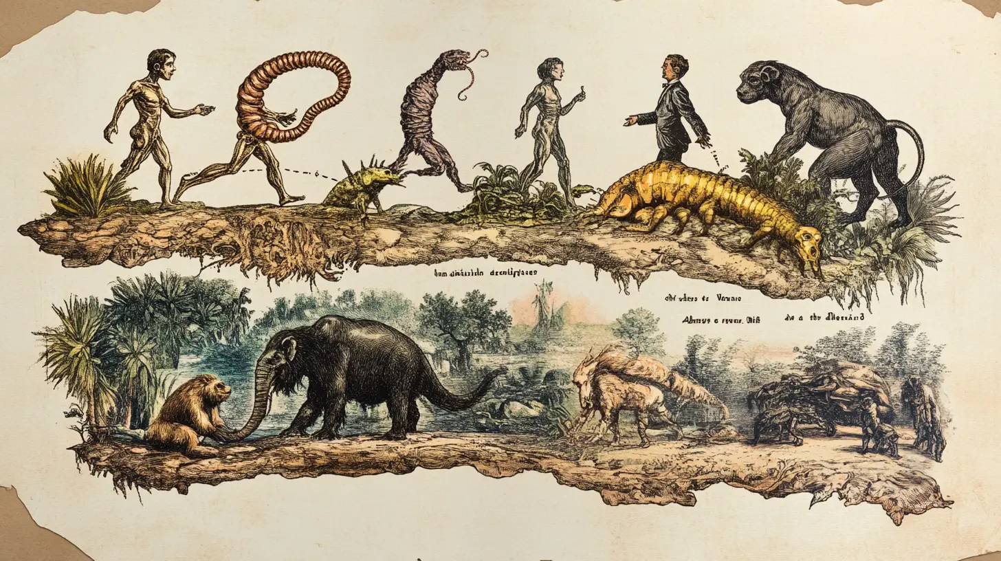 Humorous evolution diagram comparing man and woman transformations