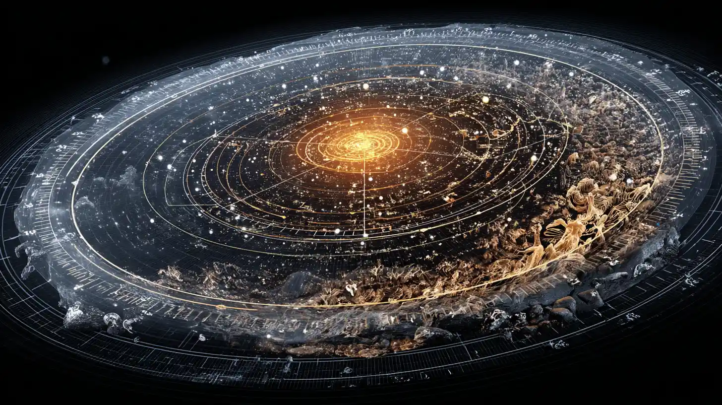 Cosmic deep time timeline from big bang to modern earth
