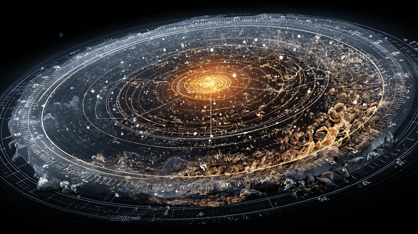 Cosmic deep time timeline from big bang to modern earth