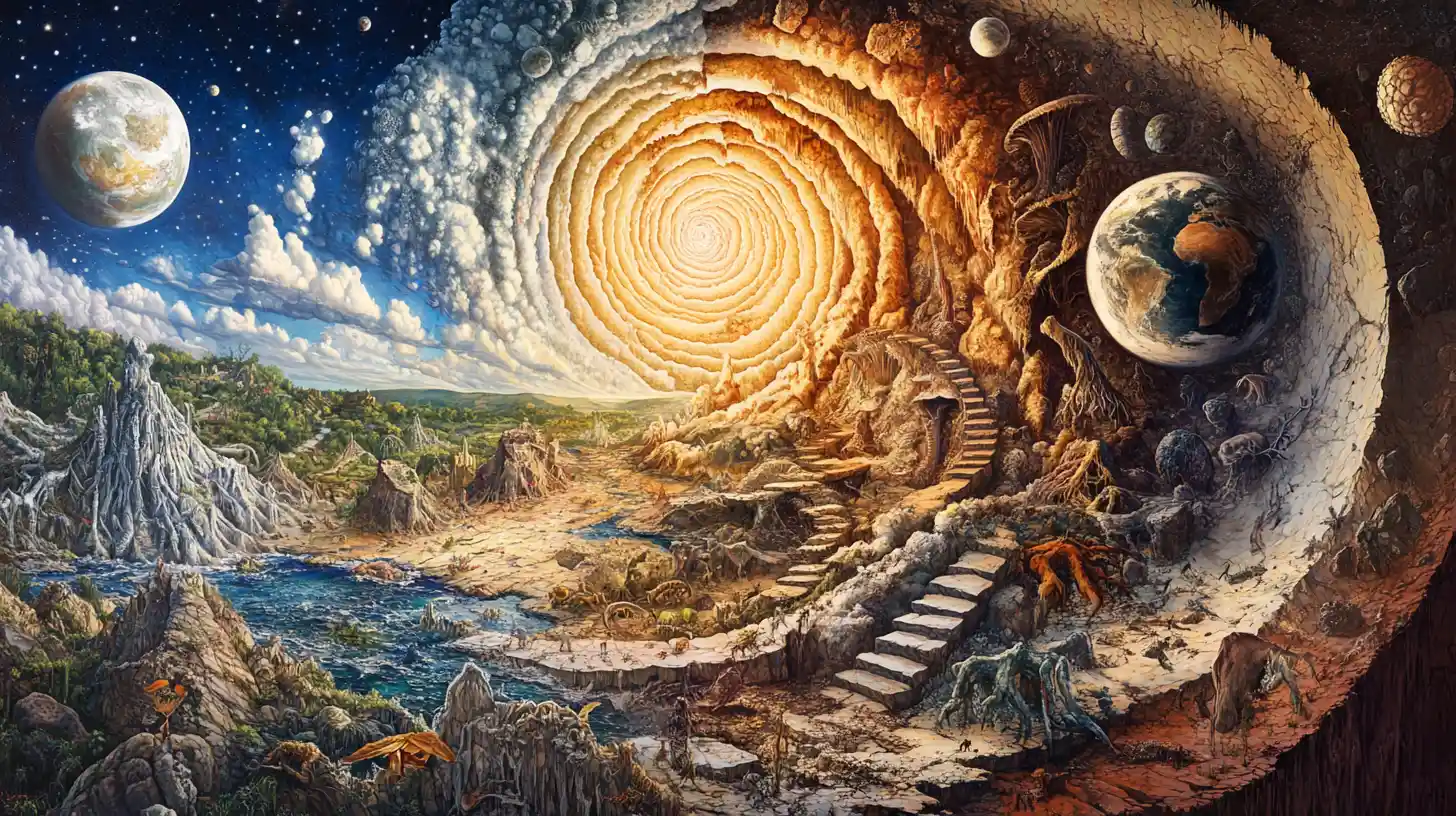 Spiralillustration der geologischen Zeit auf der urzeitlichen Erde
