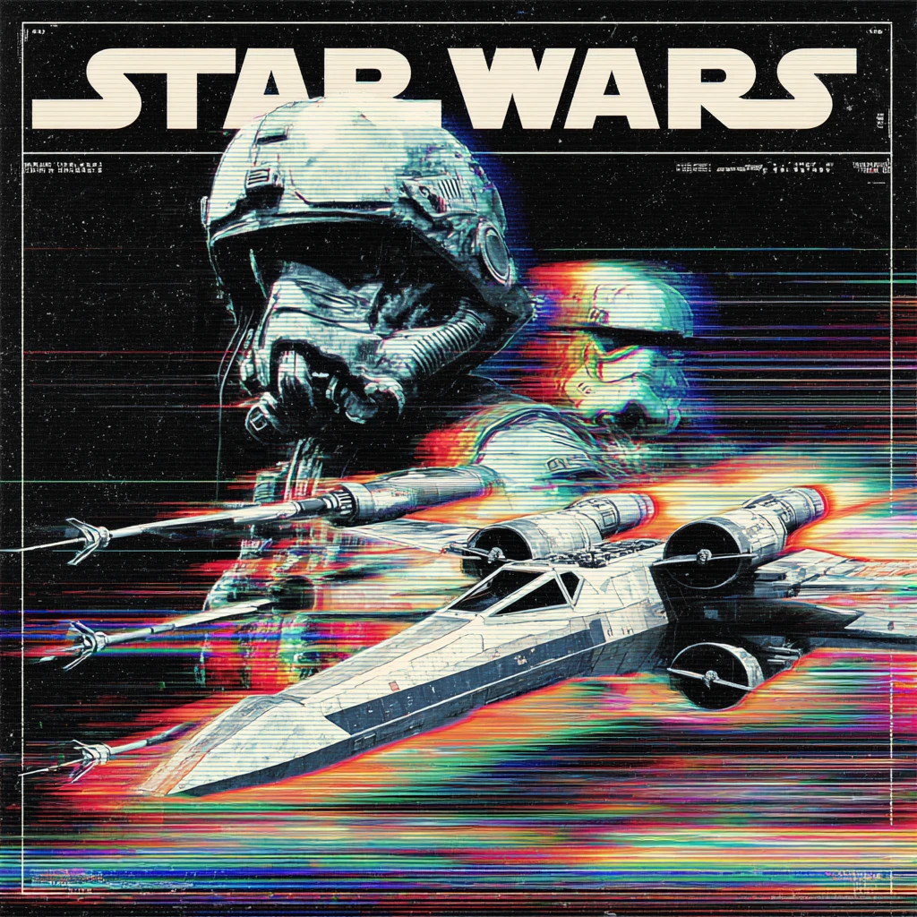 スター・ウォーズの宇宙船によるモノクロ・ミニマルポスター